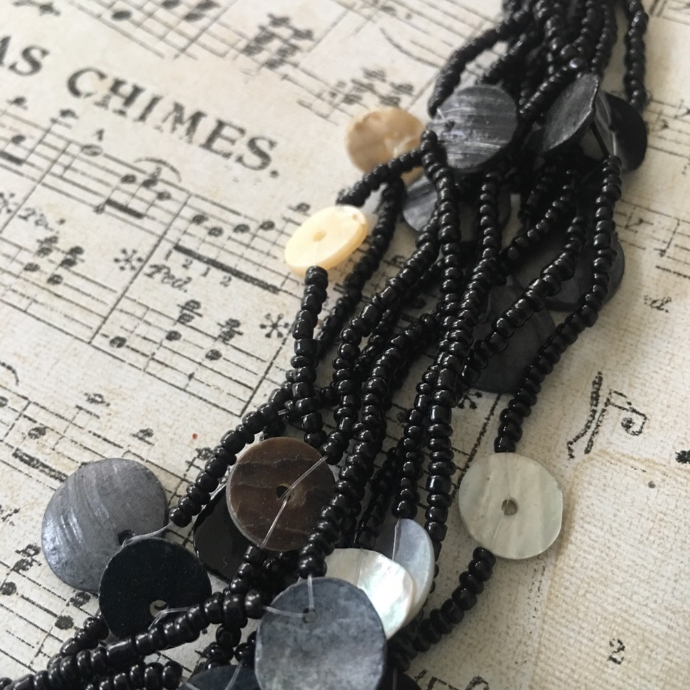 Black Shell Multi Strand Necklace - image 6
